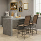 Outdoor Bar Stools Set of 2, Swivel Bar Height Chairs with High Back, Curved Armrests and Steel Frame for Balcony, Brown