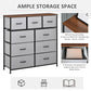 Dresser for Bedroom with 9 Drawers, 4-Tier Fabric Chest of Drawers, Tall Dresser Storage Tower with Steel Frame and Wooden Top for Closets, Nursery Room, Grey