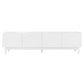 Modern TV Stand with Wave Shaped Doors, Ample Storage and Sturdy Legs, Elegant and Functional Design, 66.5" L x 13.5" W x 18" H, White