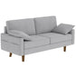 3 Seater Sofa, Velvet Upholstered Couch with Spring Cushions, Rubber Wood Legs and 2 Pillows, Grey