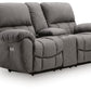 Bakerstein - Power Reclining Loveseat/Console/Adjustable Headrest - Galaxy