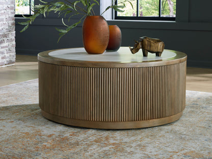 Camdill - Light Brown / White - Round Cocktail Table - Forward Furniture