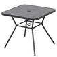 Square Outdoor Table, Patio Bistro Coffee Table with Faux-marbled Top and 42mm Umbrella Hole for Garden, Dark Grey