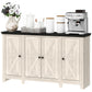 Rustic Buffet Sideboard with Adjustable Shelves - White Wood Grain