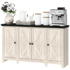 Rustic Buffet Sideboard with Adjustable Shelves - White Wood Grain
