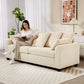 Corduroy Couch, 3 Seater Sofa, Modern Upholstered Couch with Curved Armrests and 8 Removable Pillows, Beige