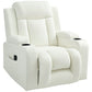 Swivel Massage Reclining Sofa with Cup Holders - Cream White