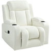 Swivel Massage Reclining Sofa with Cup Holders - Cream White