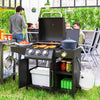 3 Burner Gas Grill with Side Burner, 9.5 KW Propane BBQ Grill, Cabinet Style with Shelves, Wheels, Instant Ignition