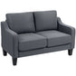 Loveseat Sofa, Modern Couch with Pocket Spring, Linen Upholstered, Thick Padded, Charcoal Grey