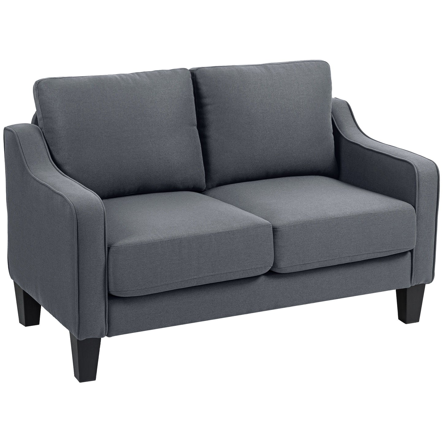 Loveseat Sofa, Modern Couch with Pocket Spring, Linen Upholstered, Thick Padded, Charcoal Grey