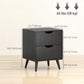 Nightstand Set of 2 with 2 Drawers and Pine Legs - Black
