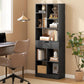Tall Bookshelf with Drawer, Freestanding Bookcase for Bedroom, Living Room, Home Office, Black