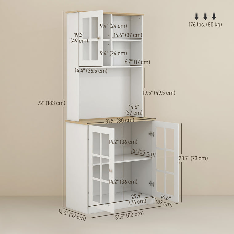 Kitchen Buffet with Hutch and 3 Cabinets