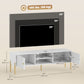 TV Stand for TVs up to 65", Entertainment Center with 2 Open Shelves, 2 Cabinets and Steel Legs for Living Room, White