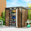6' x 4' Galvanized Garden Storage Shed, Metal Outdoor Shed with Double Doors and 2 Vents, Teak