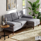 Modern Corner Couch with Right Chaise Lounge, Tufted 3-Seater Sofa with Wooden Legs for Living Room, Grey