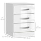 High Gloss Nightstands Set of 2 with 3 Drawers - White