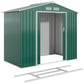 7' x 4' x 6' Garden Storage Shed Outdoor Patio Metal Tool Storage House w/ Foundation Kit and Double Doors Green