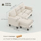 Sectional Sofa, L Shaped Couch, with Changeable Chaise or Ottoman, Cream White