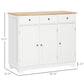 Modern Sideboard Buffet with Drawers and Shelves - White