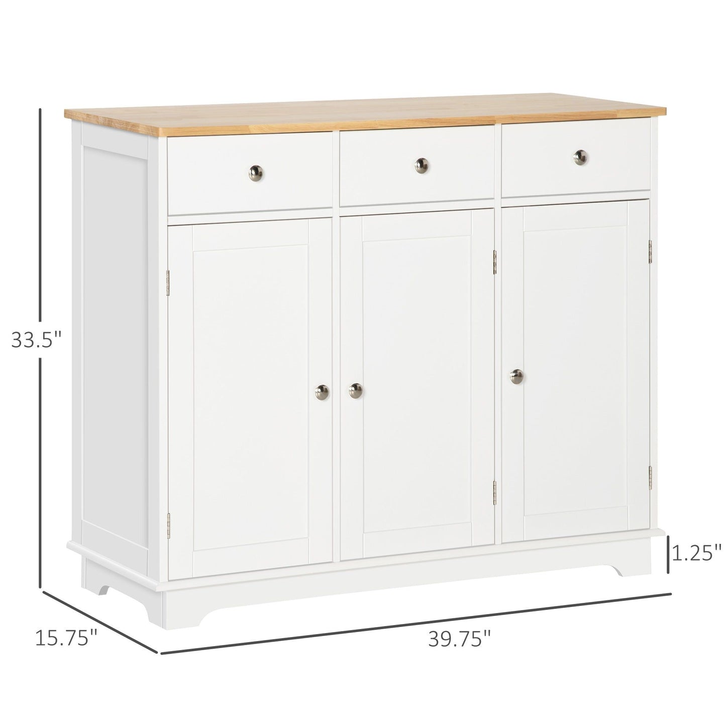 Modern Sideboard Buffet with Drawers and Shelves - White