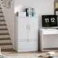 Lateral Filing Cabinet, Metal Storage Cabinet, Garage Cabinet with Double Locks, Adjustable Shelf and File Drawer, White