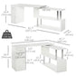 L-Shaped Rotating Computer Desk Home Office Study Workstation with Storage Shelves, Cabinet and Drawer for Home & Office, White