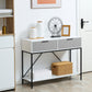 2-Tier Console Table with 2 Drawers - White