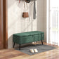 40" Ottoman with Storage, Linen Upholstered Storage Ottoman Bench with Steel Legs for Living Room, Bedroom Dark Green