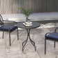 26" Round Patio Table, Outdoor Side Table with Steel Frame and Slat Tabletop for Garden, Balcony, Black