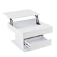 Rotating Lift-Top Coffee Table with Height-Adjustable Top, Space-Saving Side Table with Hidden Storage, 27.5'' L x 27.5'' W x 17.5'' H, White
