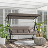 3 Seater Porch Swing Convertible Swing Chair Bed Cushioned Light Brown