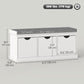 Shoe Storage Bench with 3 Drawers and Cushion - White
