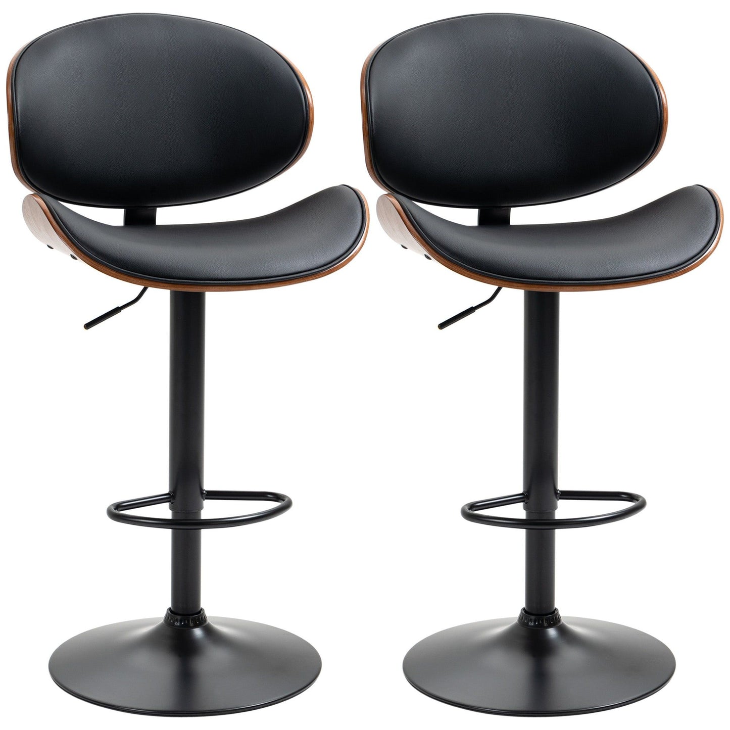 Adjustable Swivel Bar Stools Set of 2 - Black