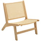 Rattan Accent Chair, Mid-Century Leisure Chair with Rubber Wood Frame, for Bedroom Living Room, Natural