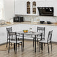5 Pieces Diner Tables Dining Room Sets for 4 People with Marble Effect Tabletop Padded Chairs and Metal Frame Grey