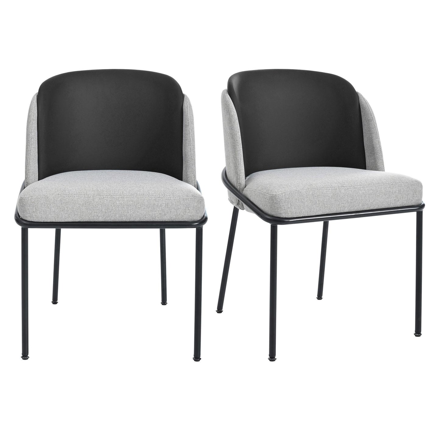 Set of 2 Sleek Dining Chairs with Ergonomic Backrest, Durable Chairs Set with Solid Frame, 21.5'' L x 21.5'' W x 33.5'' H, Black+Gray