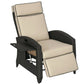 Outdoor Recliner Chair with Adjustable Backrest and Footrest, Washable Cushion, Side Tray, Up to 352 lbs, Khaki