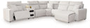 6 Pc. Power Reclining Sectional With RAF Press Back Power Chaise And Audio Console