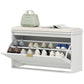 Entryway Bench with Padded Seat and Flip-Drawers, Holds up to 265lbs, Shoe Storage Bench for 8 Pairs of Shoes, White