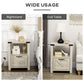 Side Table with Storage, Farmhouse End Table with Drawer, Open Shelf and Barn-style Panel, Nightstand for Living Room, Bedroom, Oak