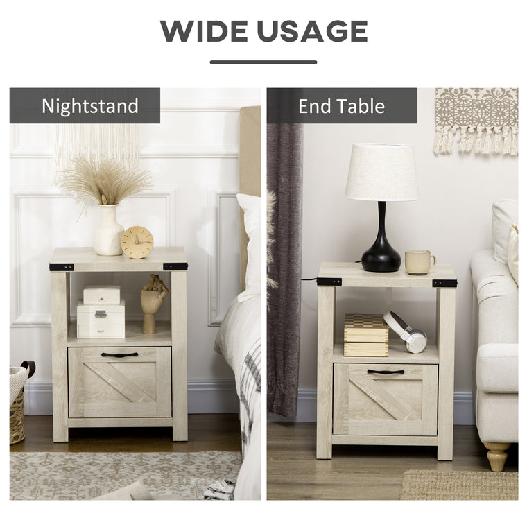 Farmhouse End Table with Drawer and Shelf