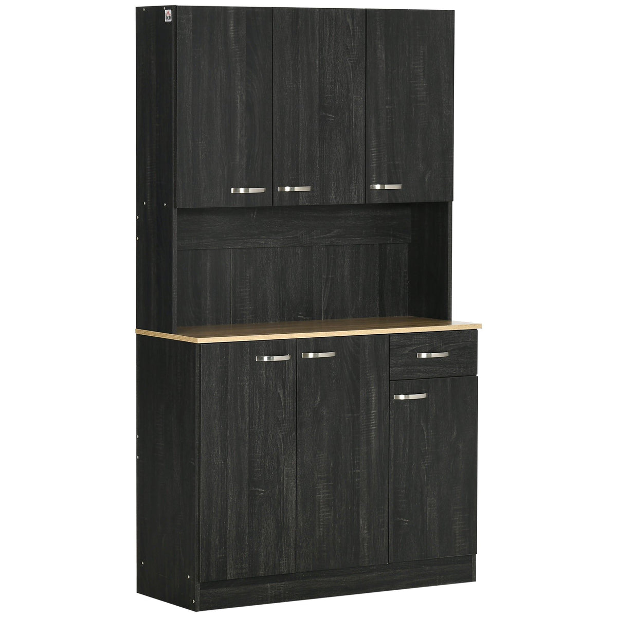 71" Kitchen Buffet with Hutch - Black
