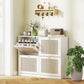 Narrow Shoe Storage Cabinet, Rattan Shoe Cabinet with 4 Flip Drawers and Adjustable Shelves for 20 Pairs, White