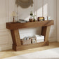 63 Inch Vintage Console Table, Narrow Entryway Table with Open Shelf for Living Room, Dark Brown