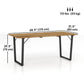 Wooden Outdoor Dining Table for 6 with 2" Umbrella Hole, Slatted Tabletop, Metal Frame, for Yard, Deck, Lawn