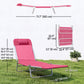 Folding Lounge Chair, Portable Tanning Chair with Adjustable Backrest, Pillow for Beach Poolside Patio, Pink