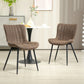 PU Leather Dining Chairs Set of 2 with Steel Legs - Brown