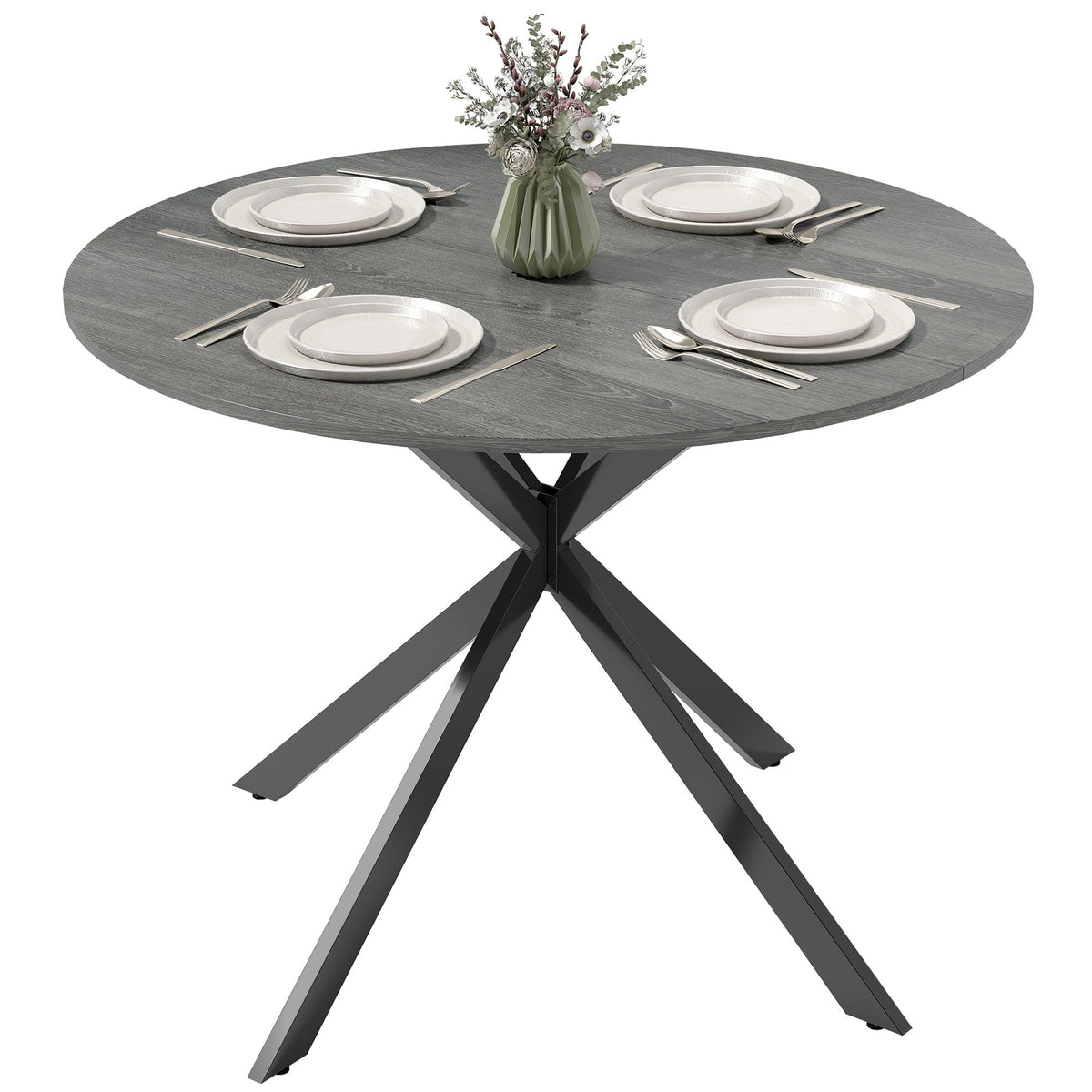 40" Round Industrial Dining Table for 4 - Distressed Grey